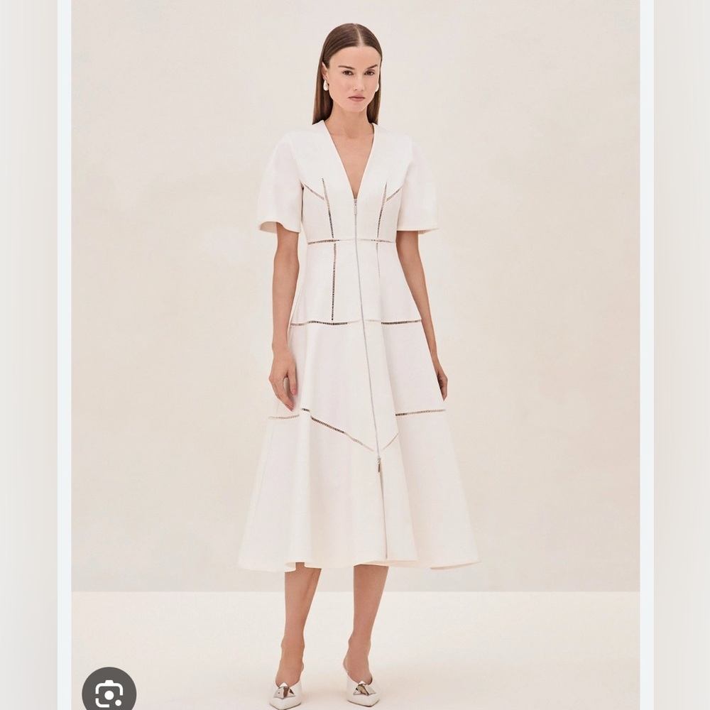 Alexis White Midi Dress with Timeless Elegance